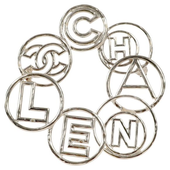 Chanel Silver Bubble Letter Circle Pin - Picture 4 of 4